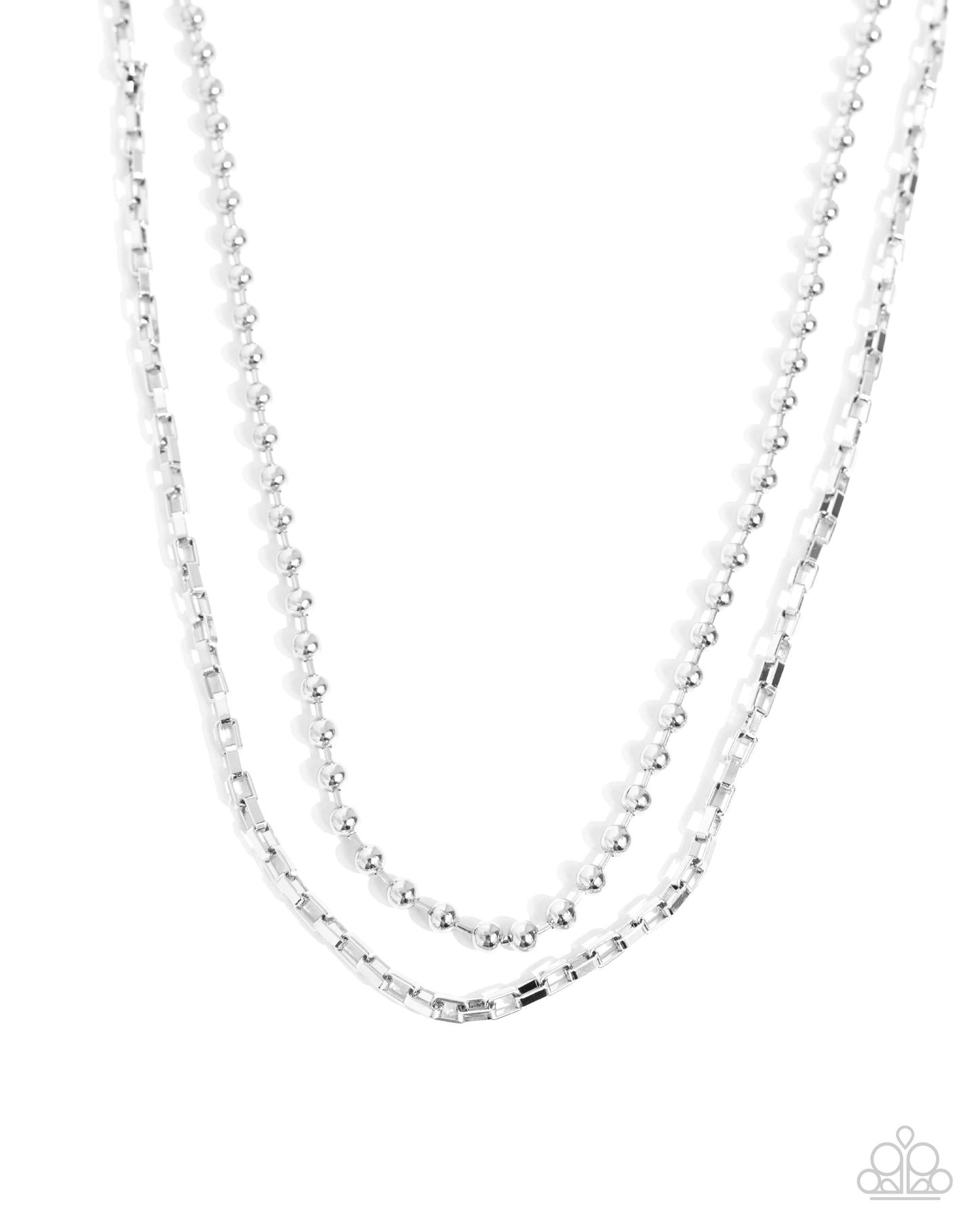 Laidback Layers - Silver Link Chain Layered Short Necklace
