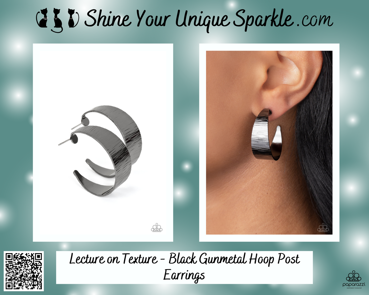 Lecture on Texture - Black Gunmetal Hoop Post Earrings