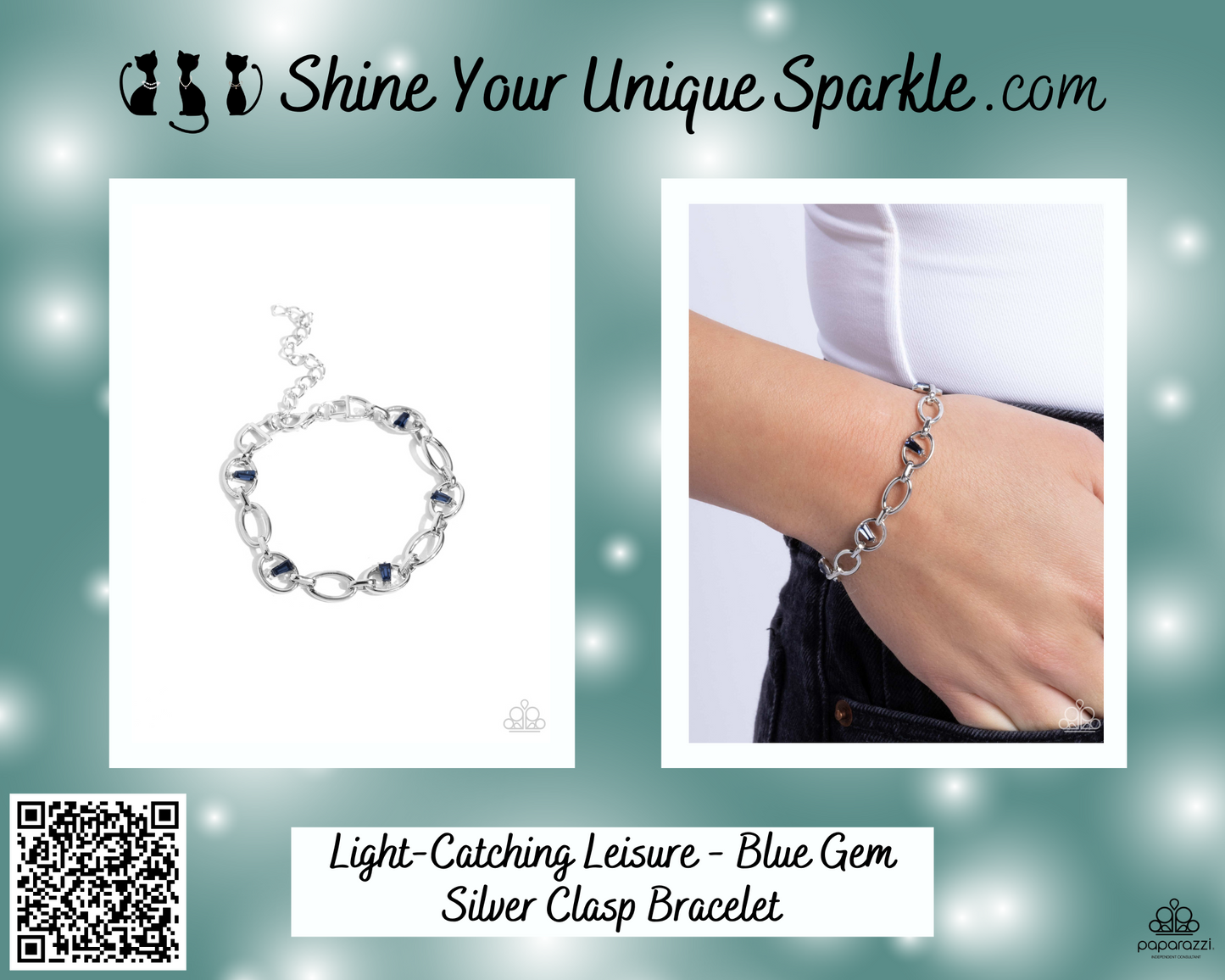 Light-Catching Leisure - Blue Gem Silver Clasp Bracelet