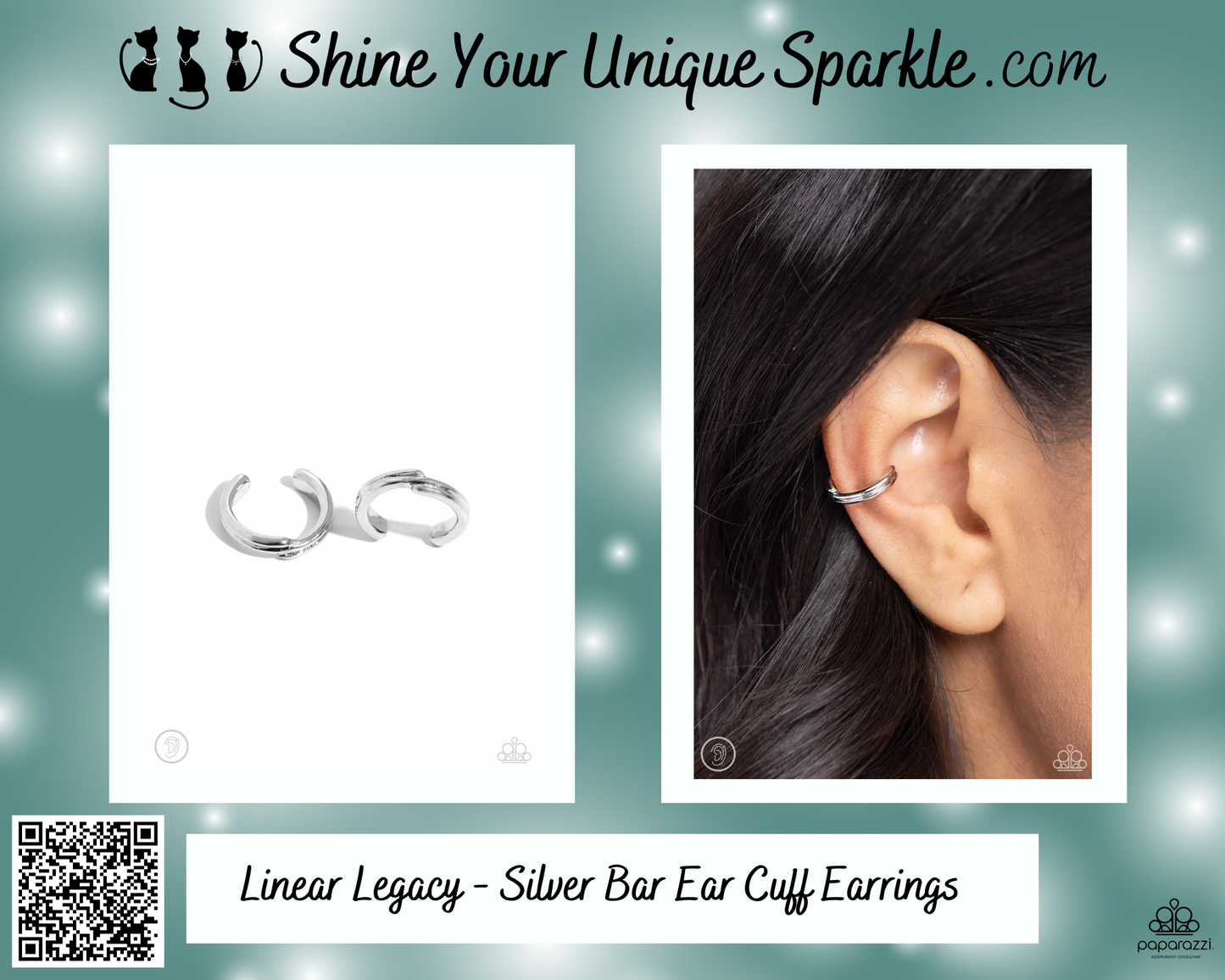 Linear Legacy - Silver Bar Ear Cuff Earrings