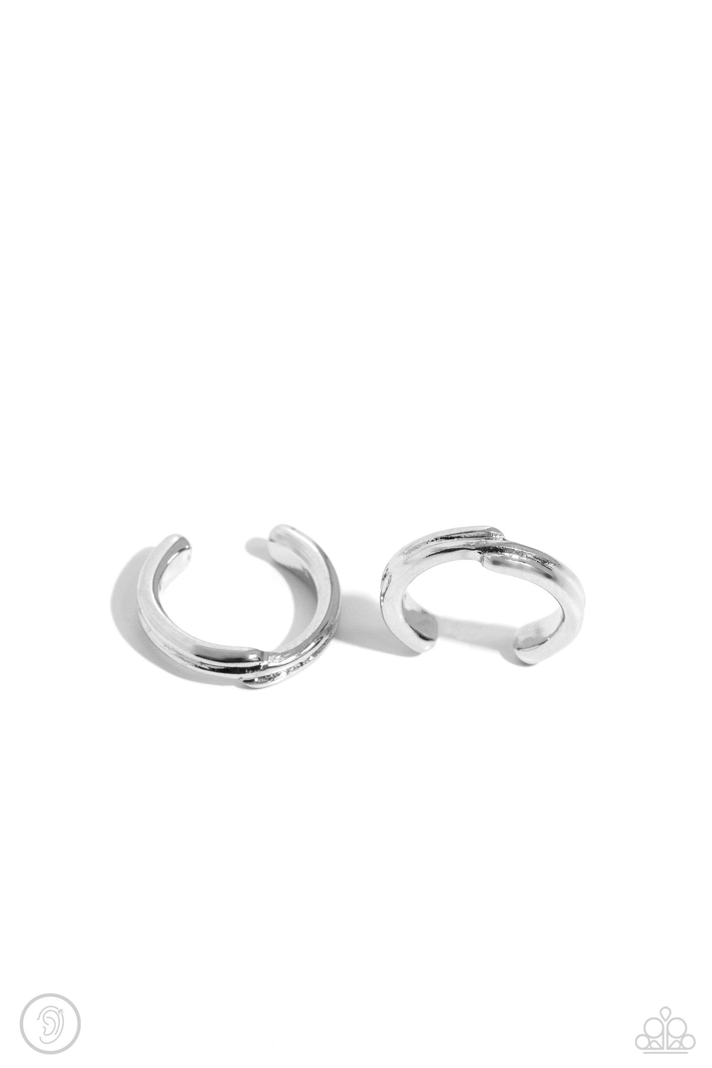 Linear Legacy - Silver Bar Ear Cuff Earrings
