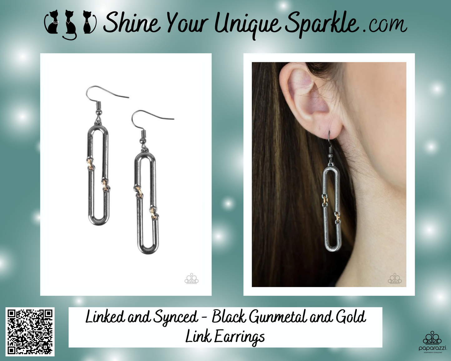 Linked and Synced - Black Gunmetal and Gold Link Earrings