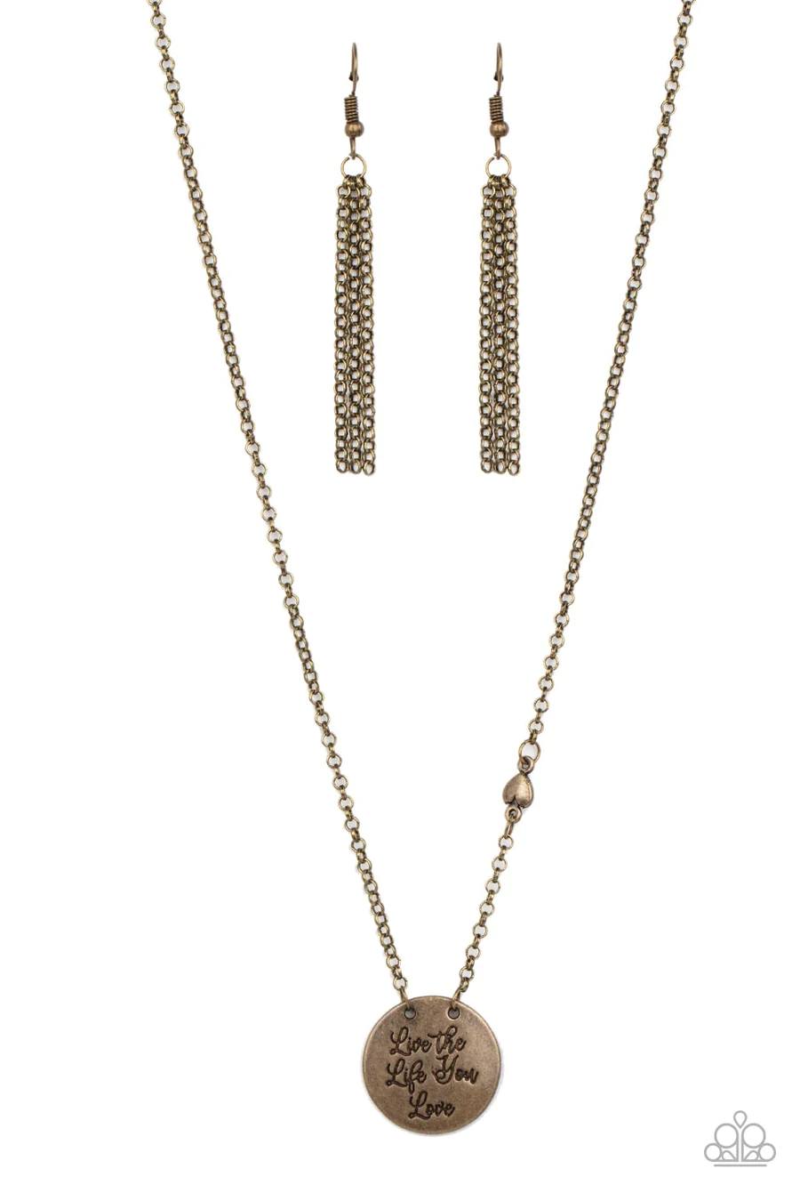 Live The Life You Love - Brass Dainty Pendant Short Necklace