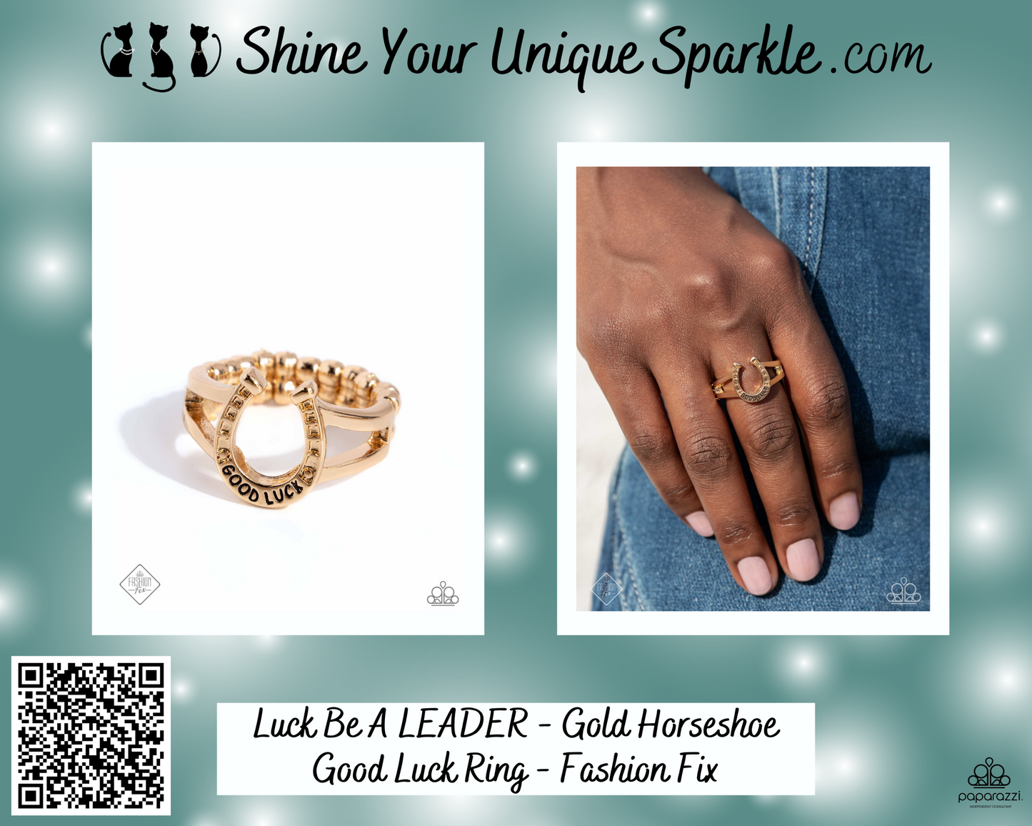 Luck Be A LEADER - Gold Horseshoe Good Luck Ring - Fashion Fix