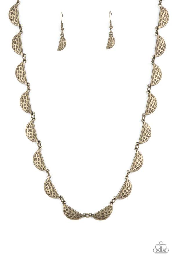 Lunar Jungle - Brass Crescent Short Necklace