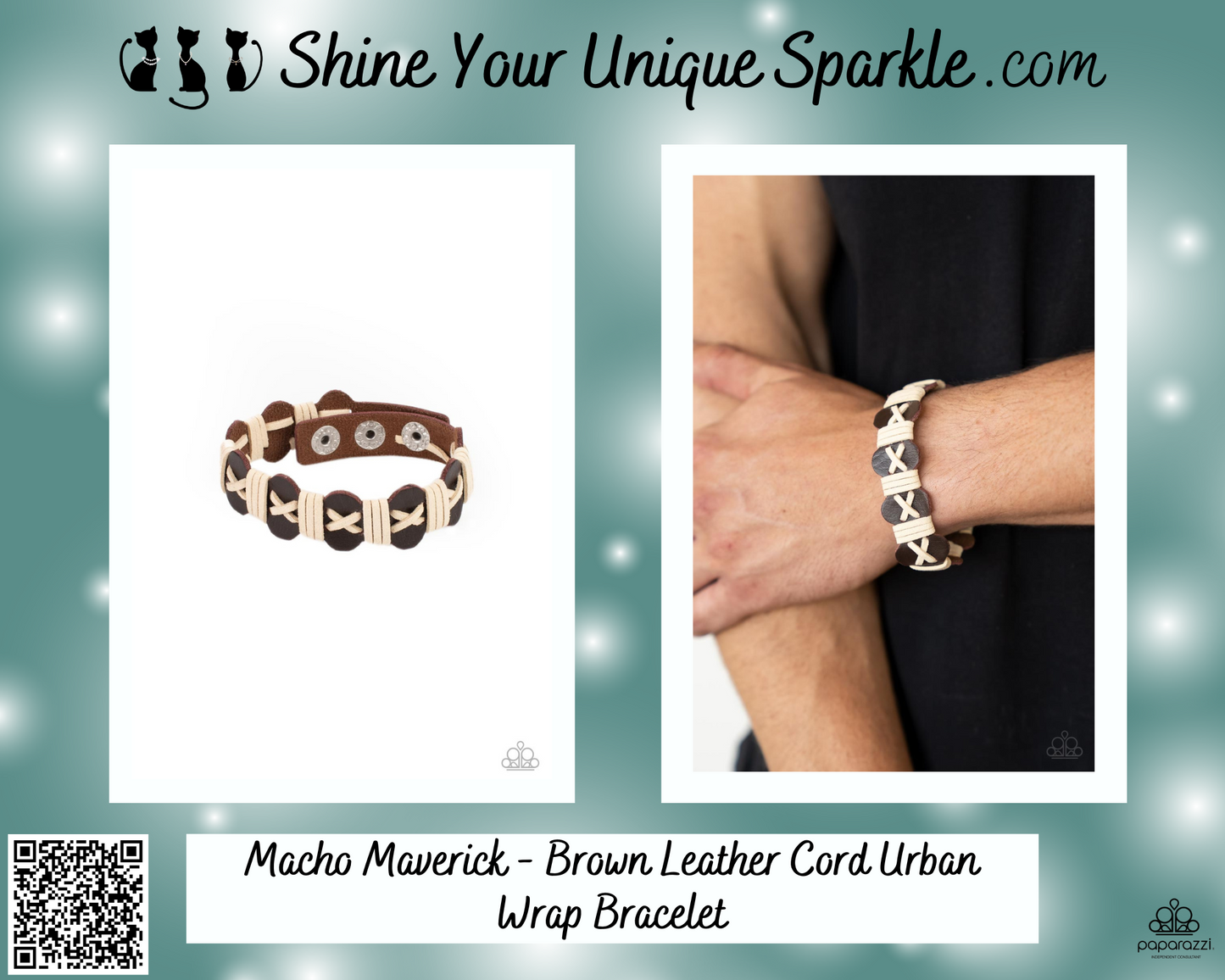 Macho Maverick - Brown Leather Cord Urban Wrap Bracelet