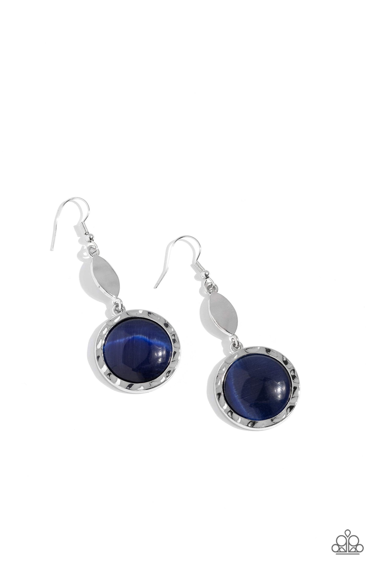 PERFECT MATCH / SET: Magic Carpet Cruise - Blue Cat's Eye Silver Long Necklace AND Magically Magnificent - Blue Cat's Eye Stone Silver Fishhook Earrings