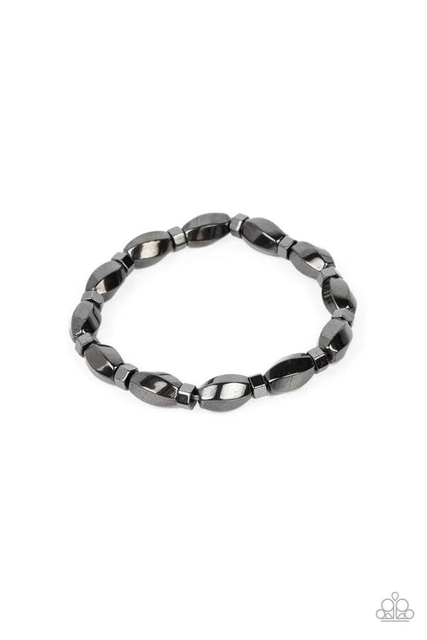 Magnetic Mantra - Black Gunmetal Stretchy Urban Bracelet