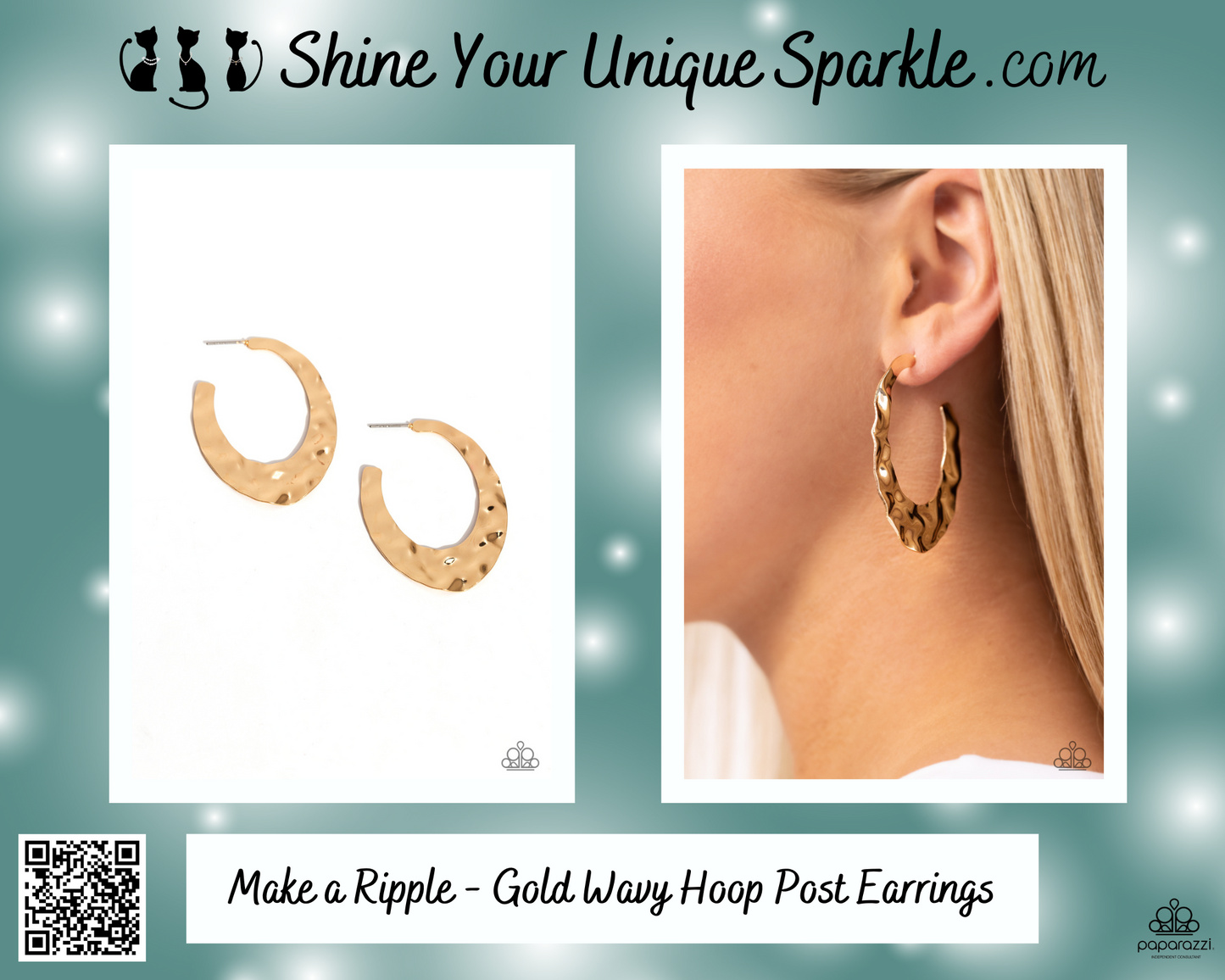 Make a Ripple - Gold Wavy Hoop Post Earrings