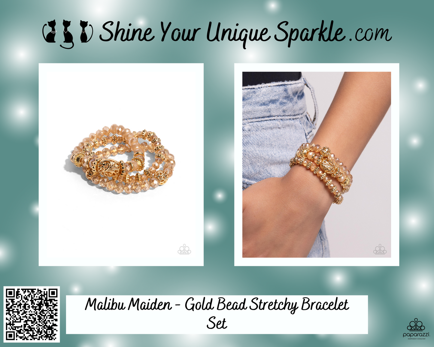 Malibu Maiden - Gold Bead Stretchy Bracelet Set