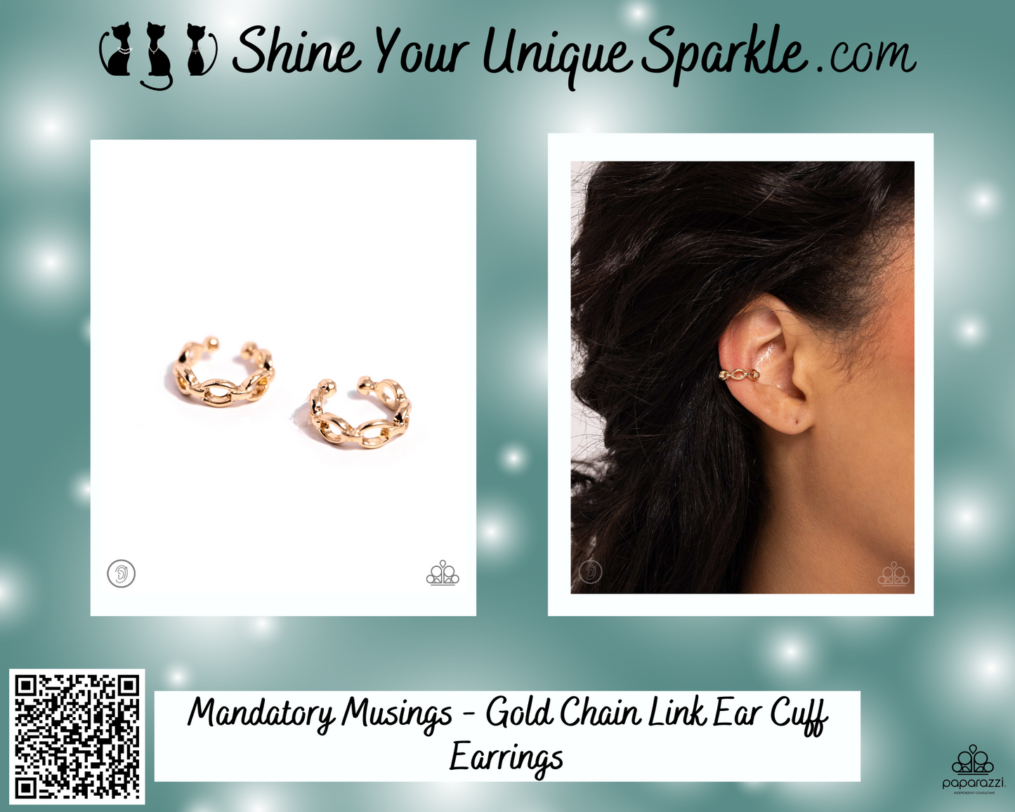 Mandatory Musings - Gold Chain Link Ear Cuff Earrings