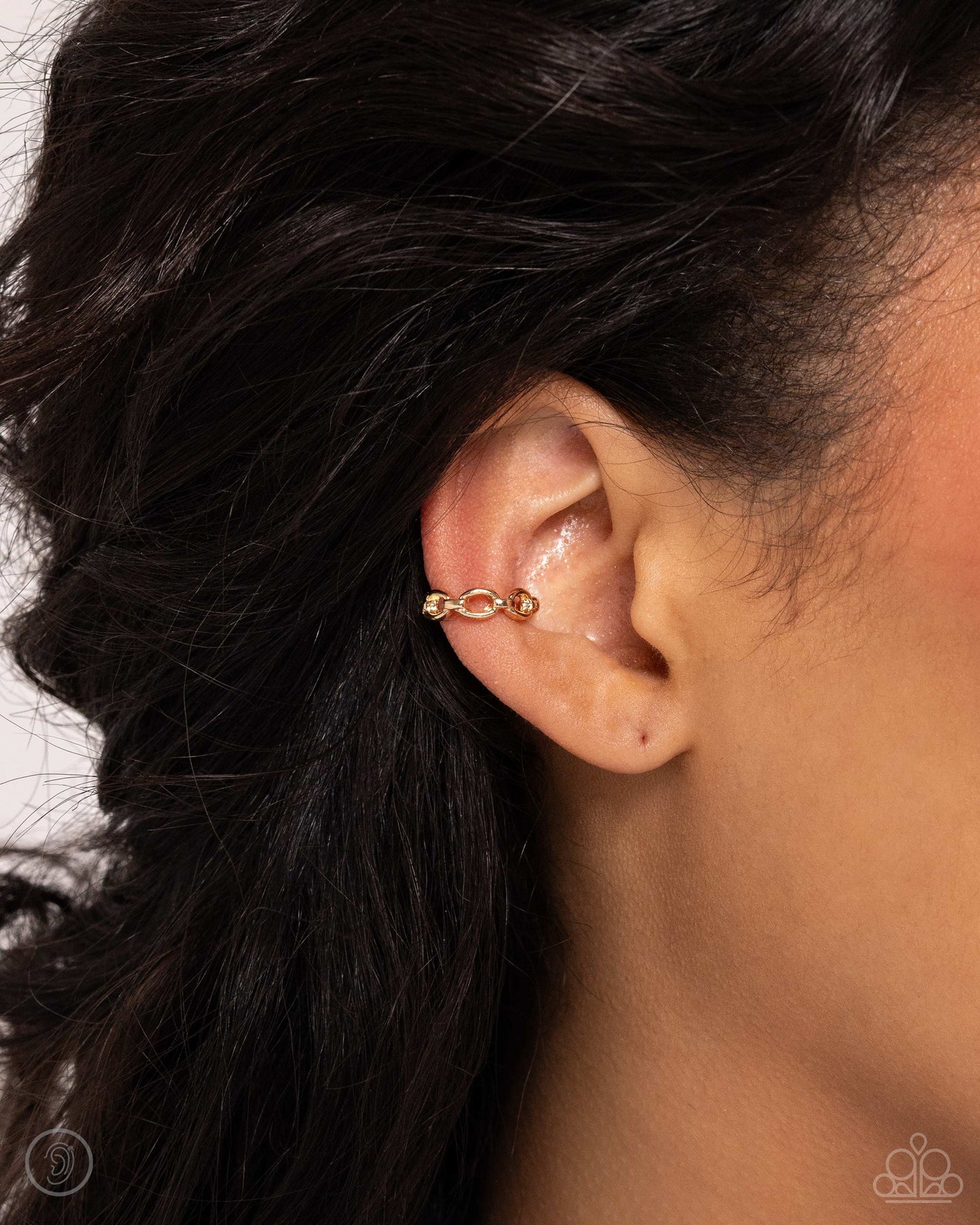 PERFECT MATCH / SET: Barbell Beauty - Gold Ear Cuff Earrings AND Mandatory Musings - Gold Chain Link Ear Cuff Earrings