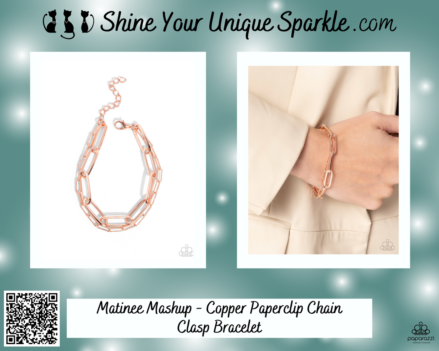 Matinee Mashup - Copper Paperclip Chain Clasp Bracelet