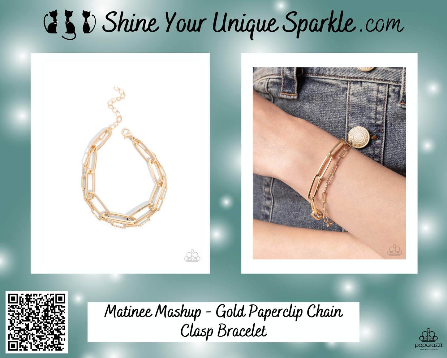 Matinee Mashup - Gold Paperclip Chain Clasp Bracelet