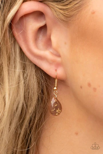 Mayan Masterpiece - Brown with Gold Fleck Bead Necklace