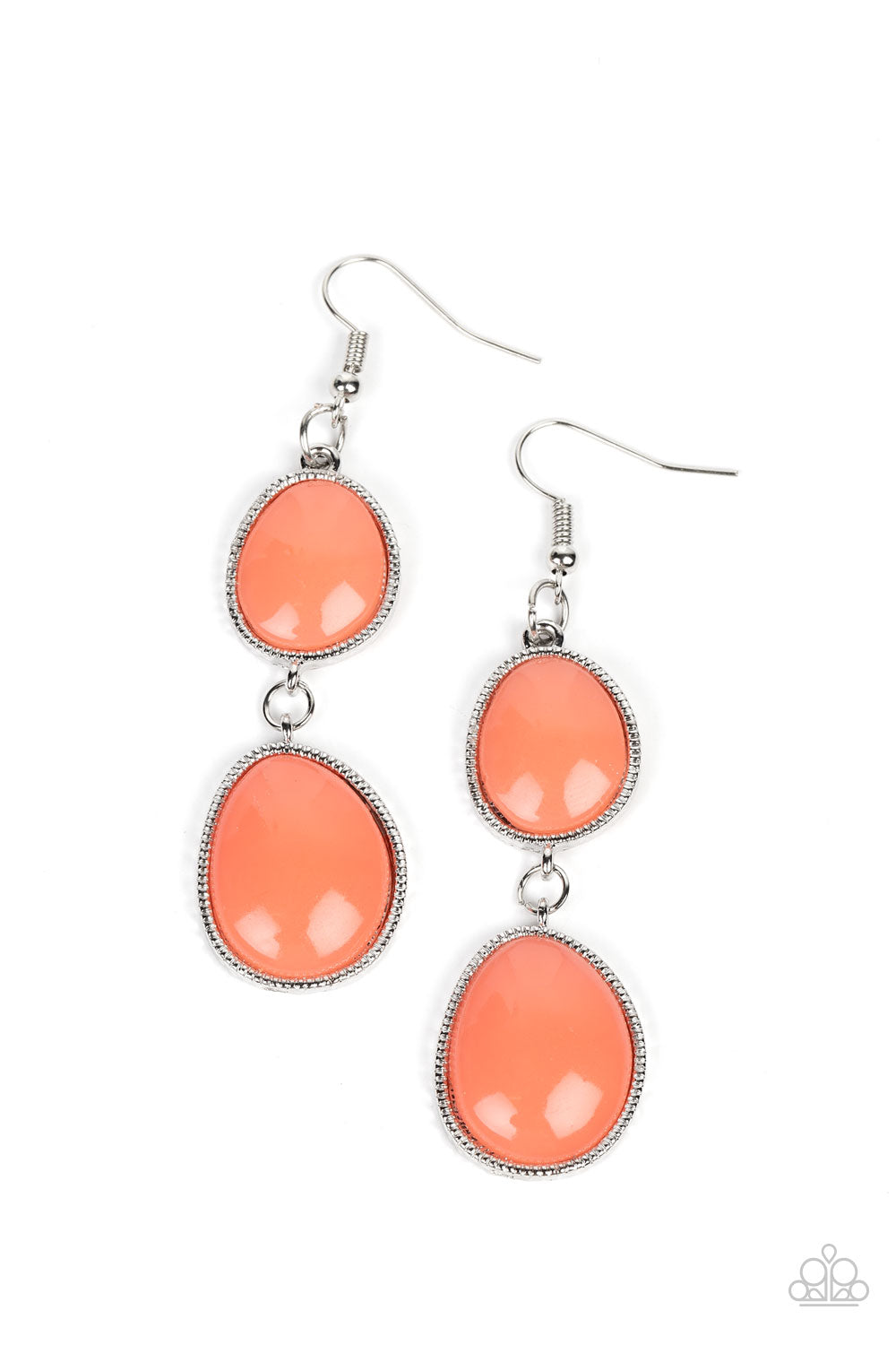 Mediterranean Myth - Orange Coral Bead Silver Fishhook Earrings