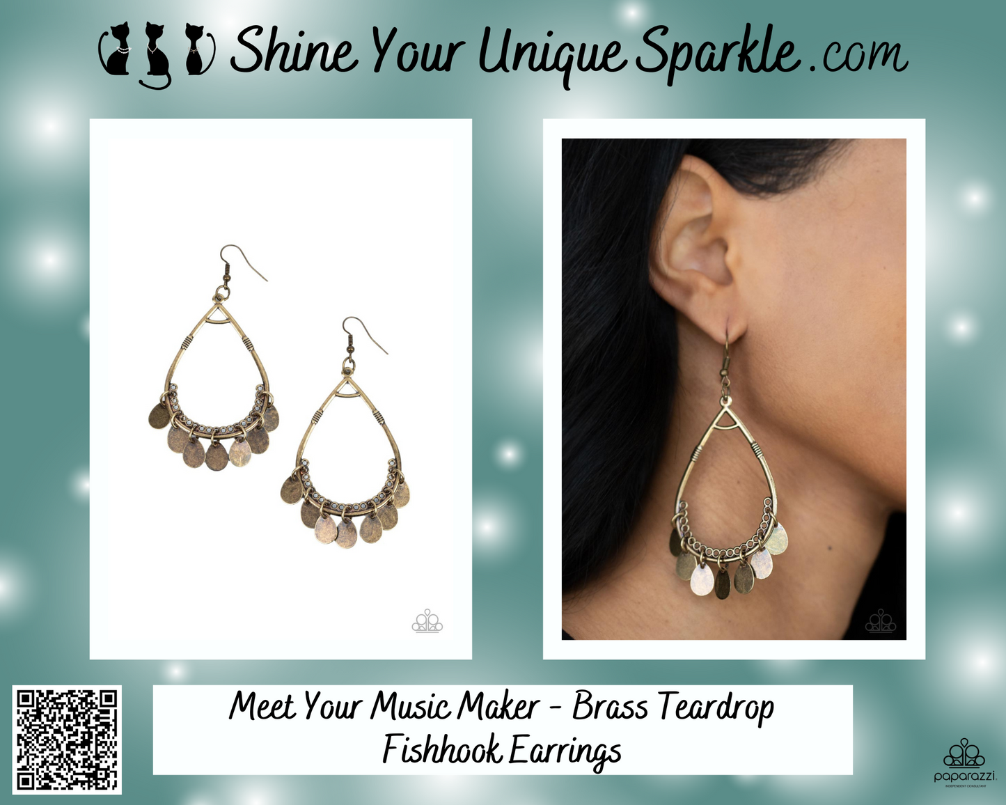 Meet Your Music Maker - Brass Teardrop Fishhook Earrings