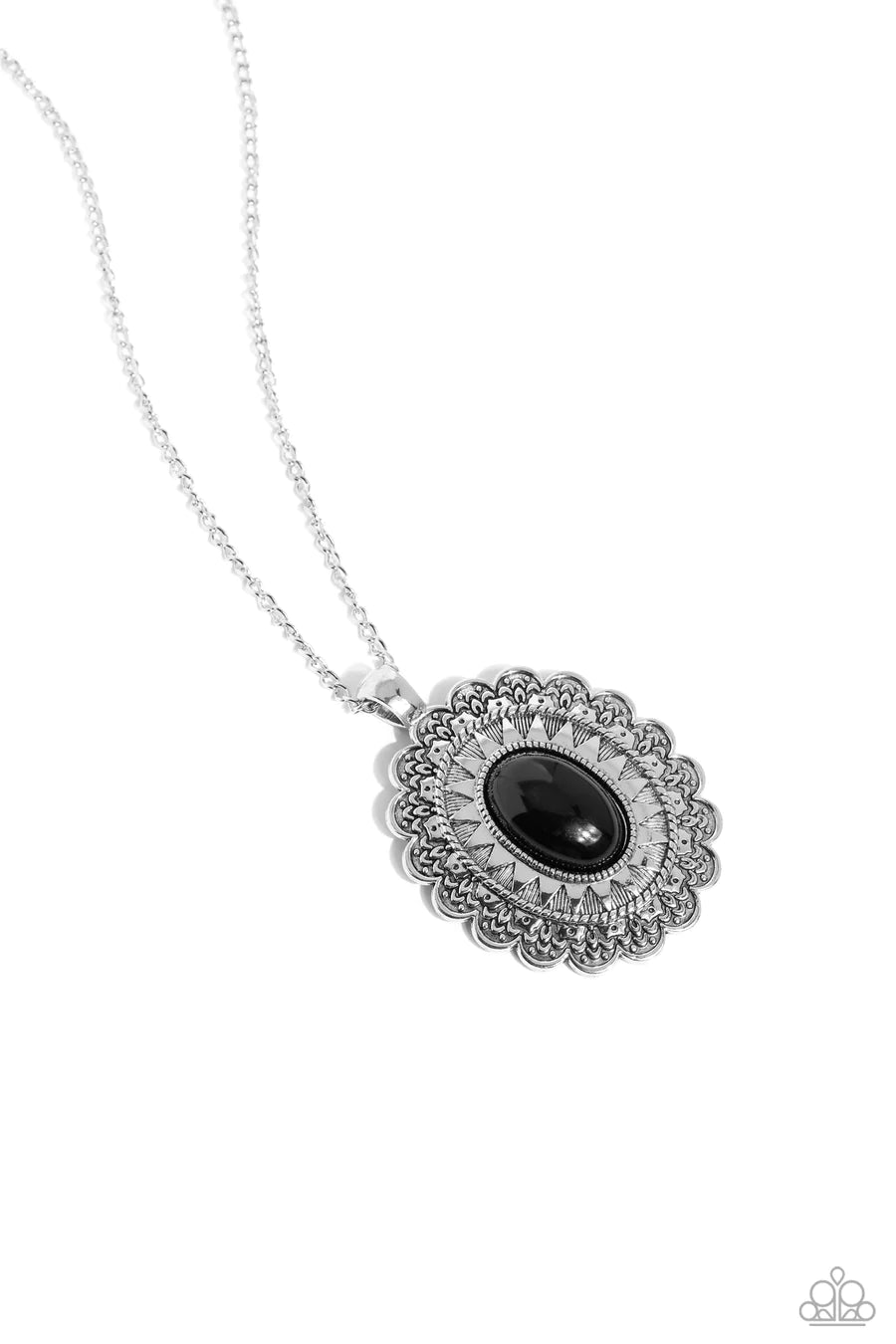 Mesa Medallion - Black Stone Silver Long Necklace