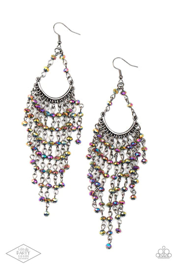 Metro Confetti - Multi Oil Spill Bead Gunmetal Fishhook Earrings - Life of the Party Black Diamond Fan Favorite Exclusive