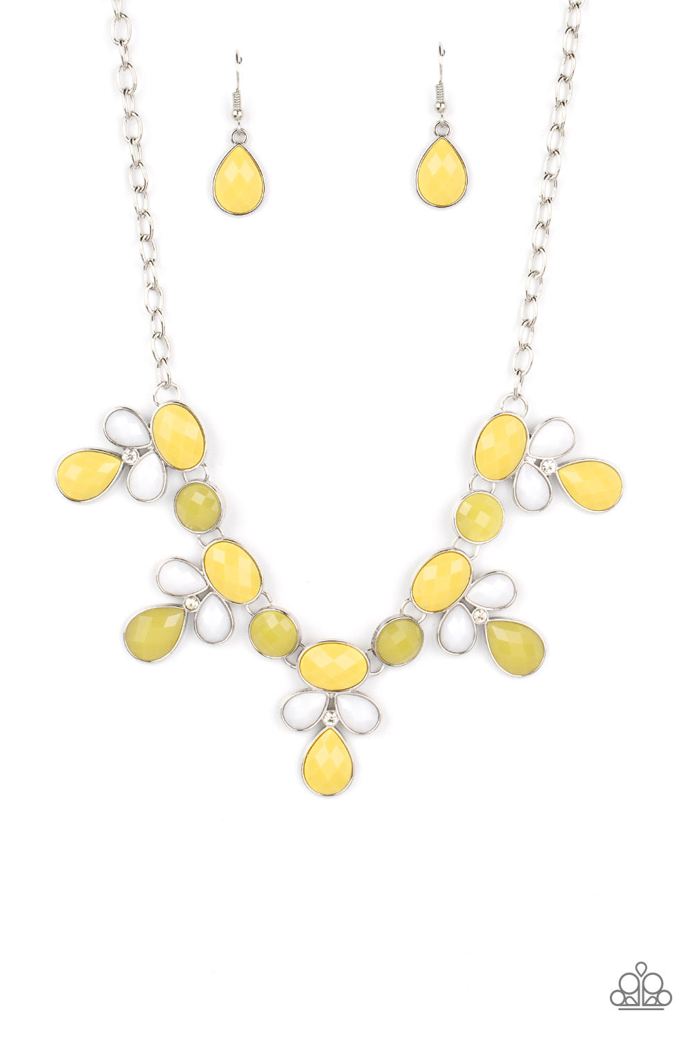 Midsummer Meadow - Yellow and White Bead Silver Short Necklace