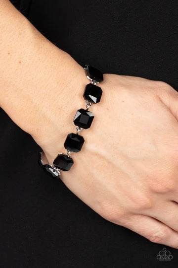 Mind-Blowing Bling - Black Gem Clasp Bracelet