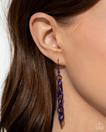 Modern Matchup - Purple Metallic Chain Heart Iridescent Gem Short Necklace - Life of the Party Exclusive