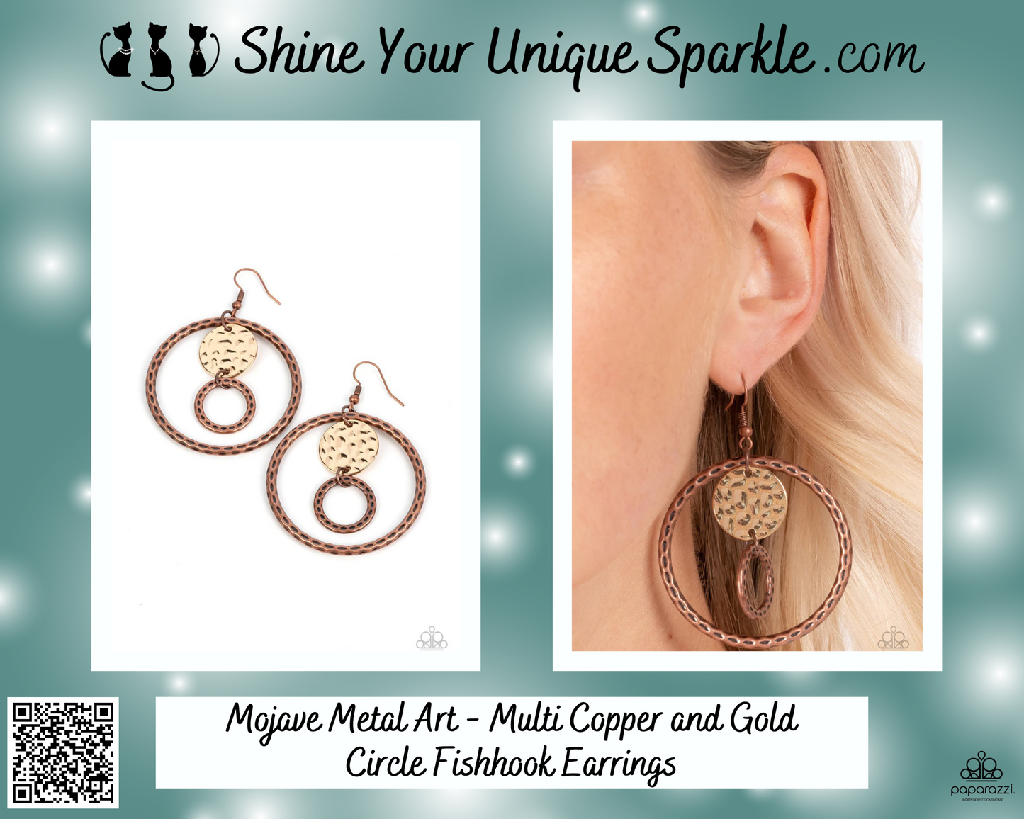 Mojave Metal Art - Multi Copper and Gold Circle Fishhook Earrings