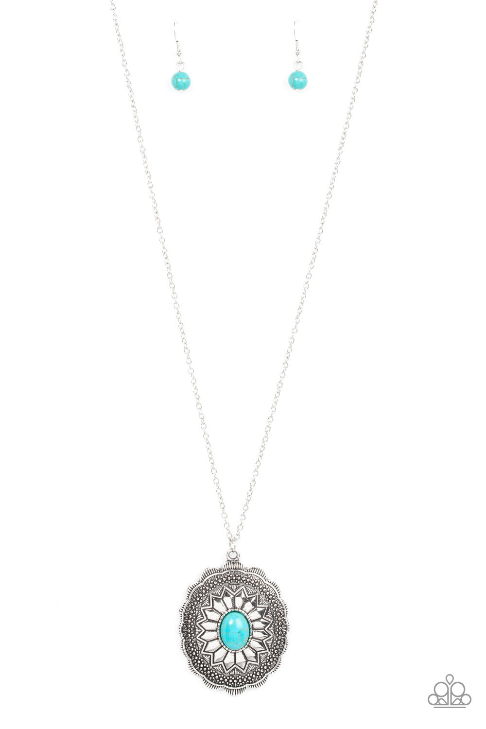 Mojave Mirage - Blue Turquoise Stone Silver Long Necklace