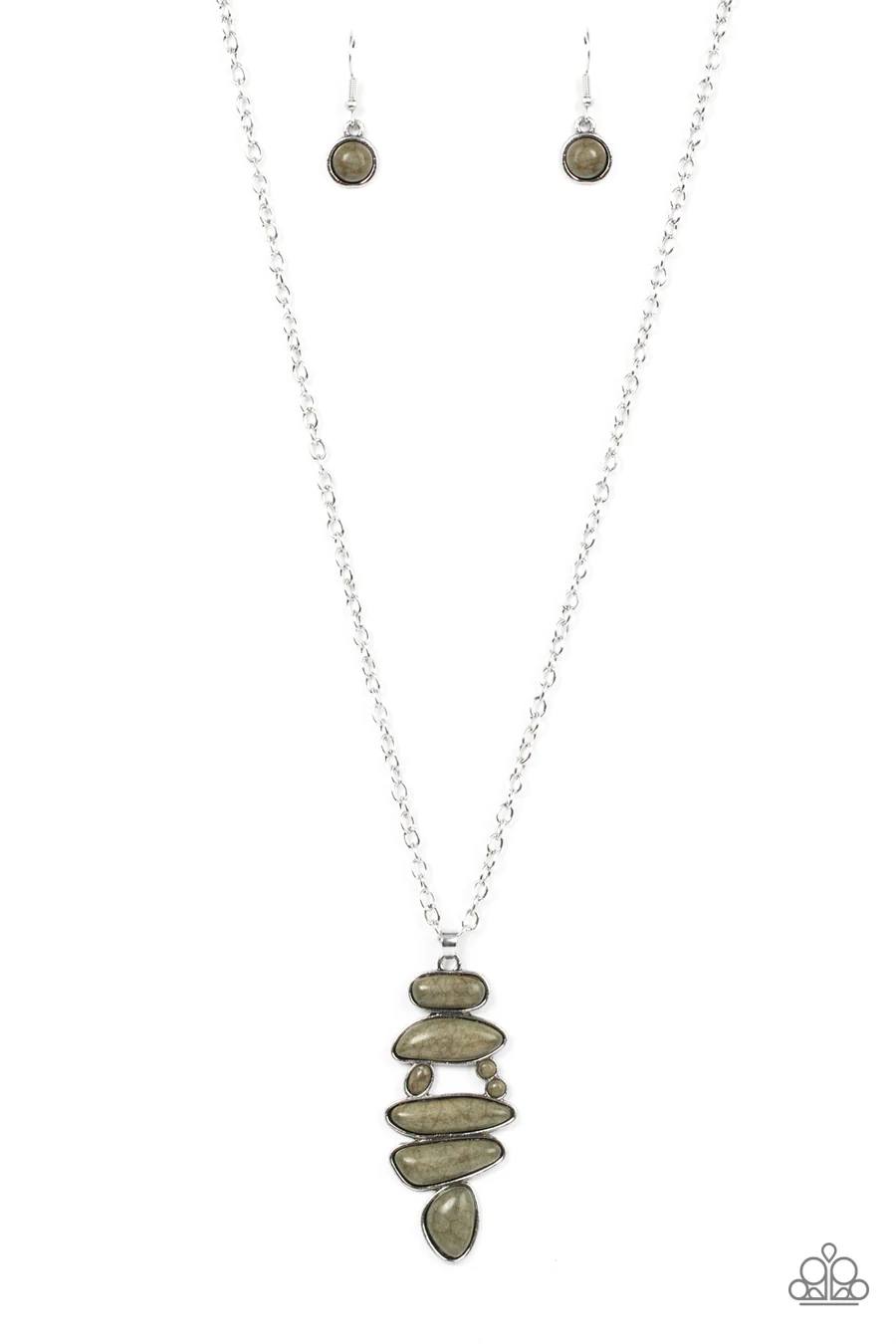 Mojave Mountaineer - Green Stone Silver Long Necklace