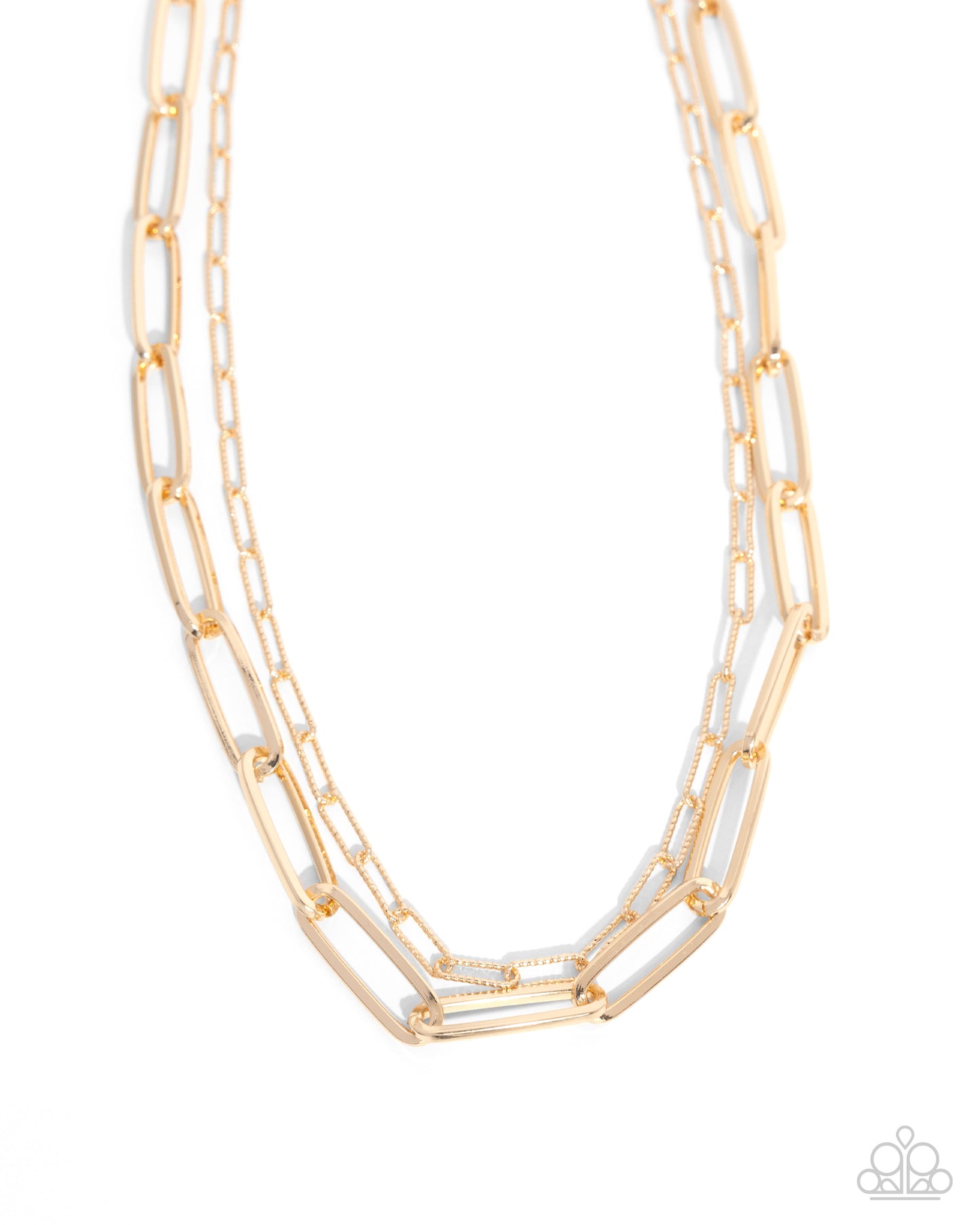 Monochromatic Matinee - Gold Paperclip Chain Short Tiered Necklace