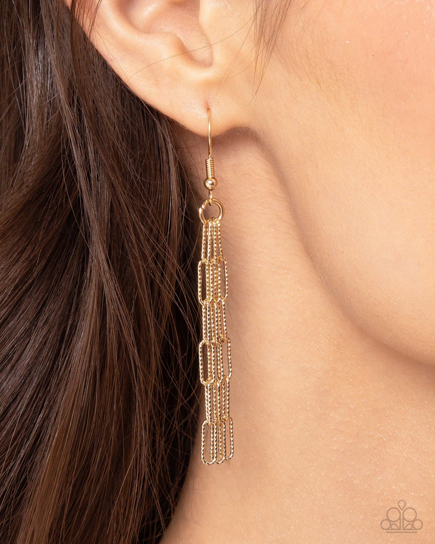 Monochromatic Matinee - Gold Paperclip Chain Short Tiered Necklace