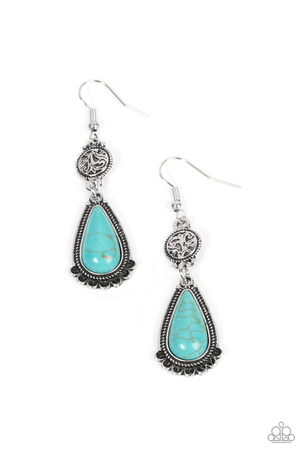 Montana Mountains - Blue Turquoise Crackle Bead Silver Fishhook Earrings