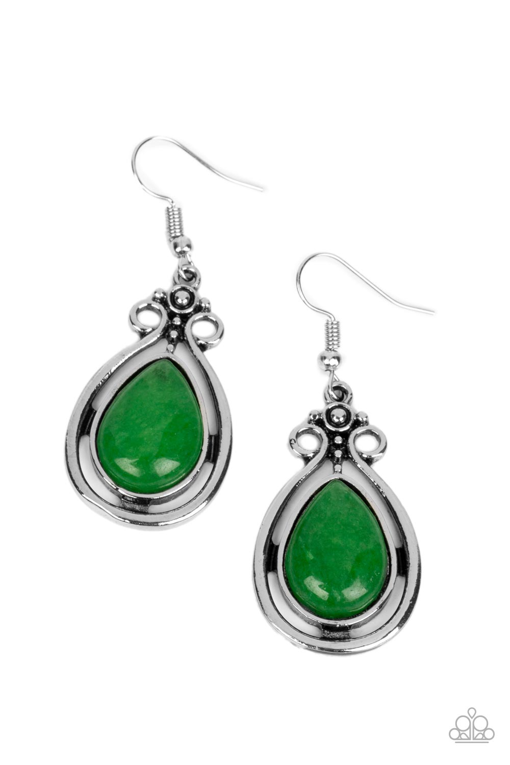 Mountain Mantra - Green Jade Silver Fishhook Earrings