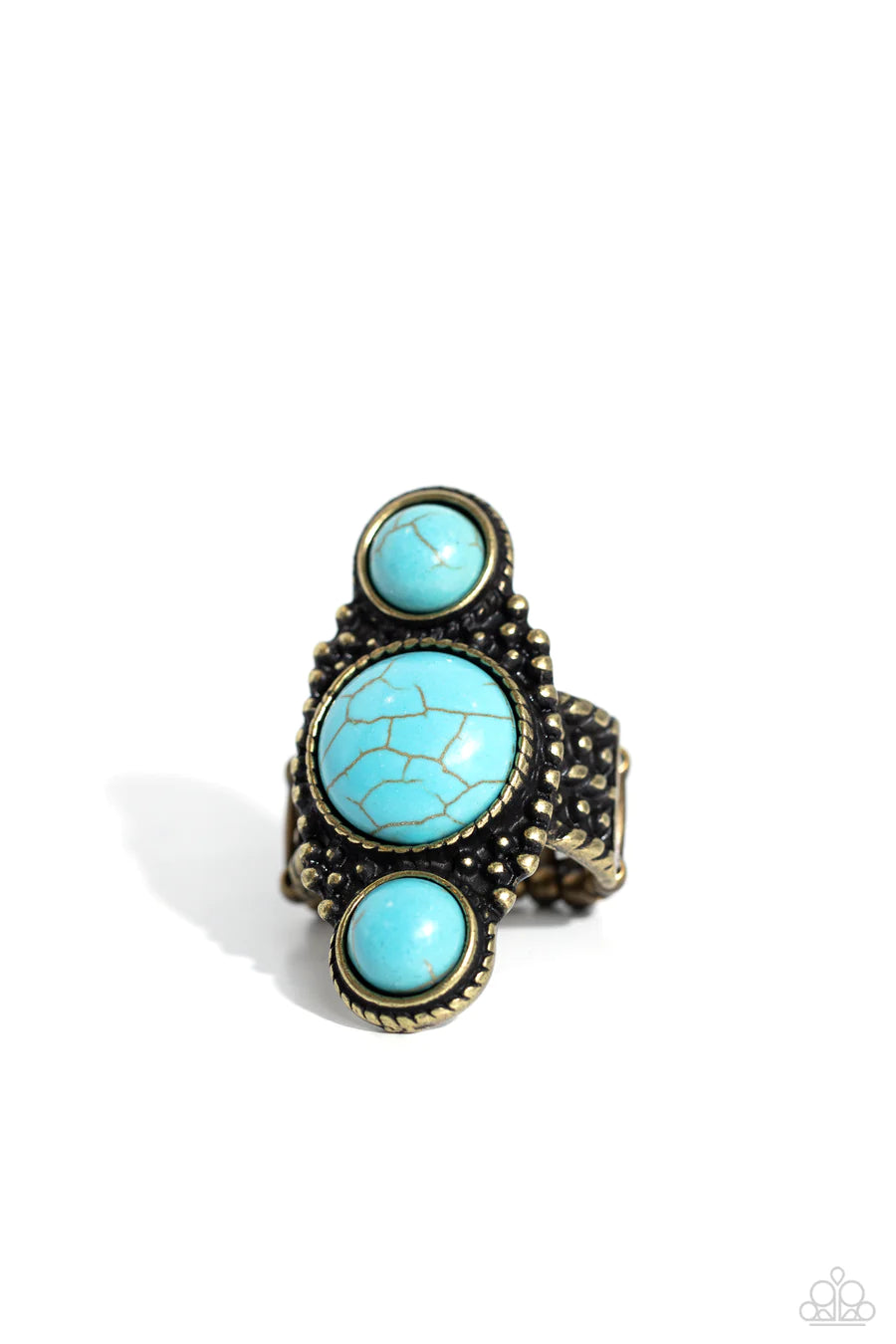 Mountain Mecca - Brass Turquoise Crackled Stone Ring