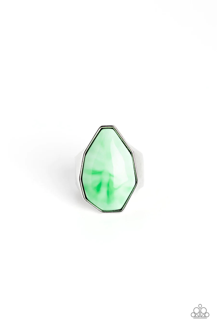 Never Say TIE DYE - Green and White Bead Silver Ring - Summer Party Pack 2023 Exclusive
