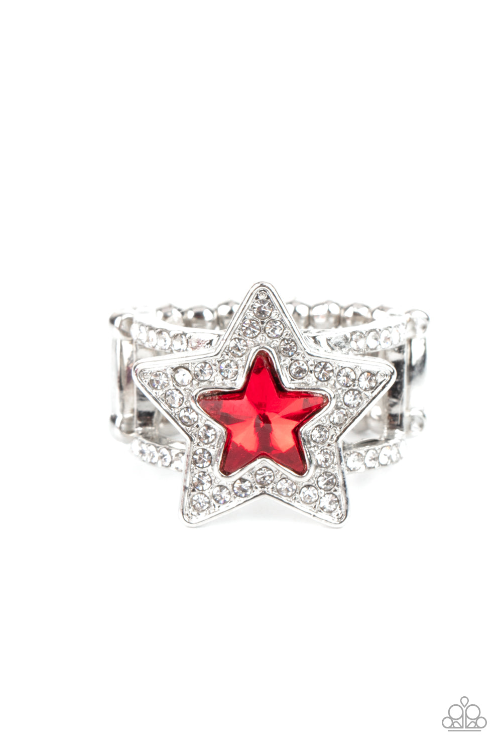 One Nation Under Sparkle - Red Star Gem Silver Ring