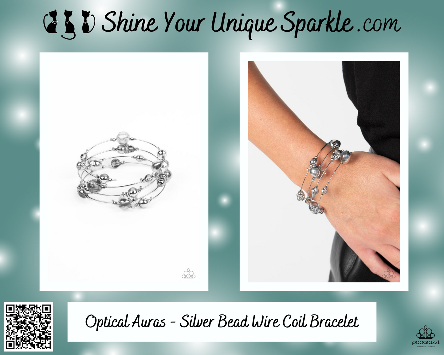 Optical Auras - Silver Bead Wire Coil Bracelet