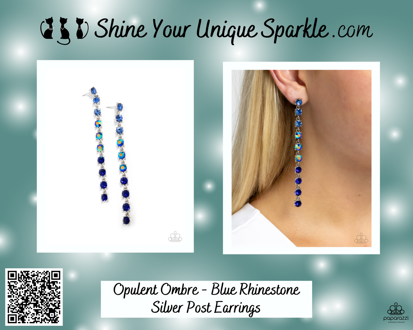 Opulent Ombre - Blue Rhinestone Silver Post Earrings
