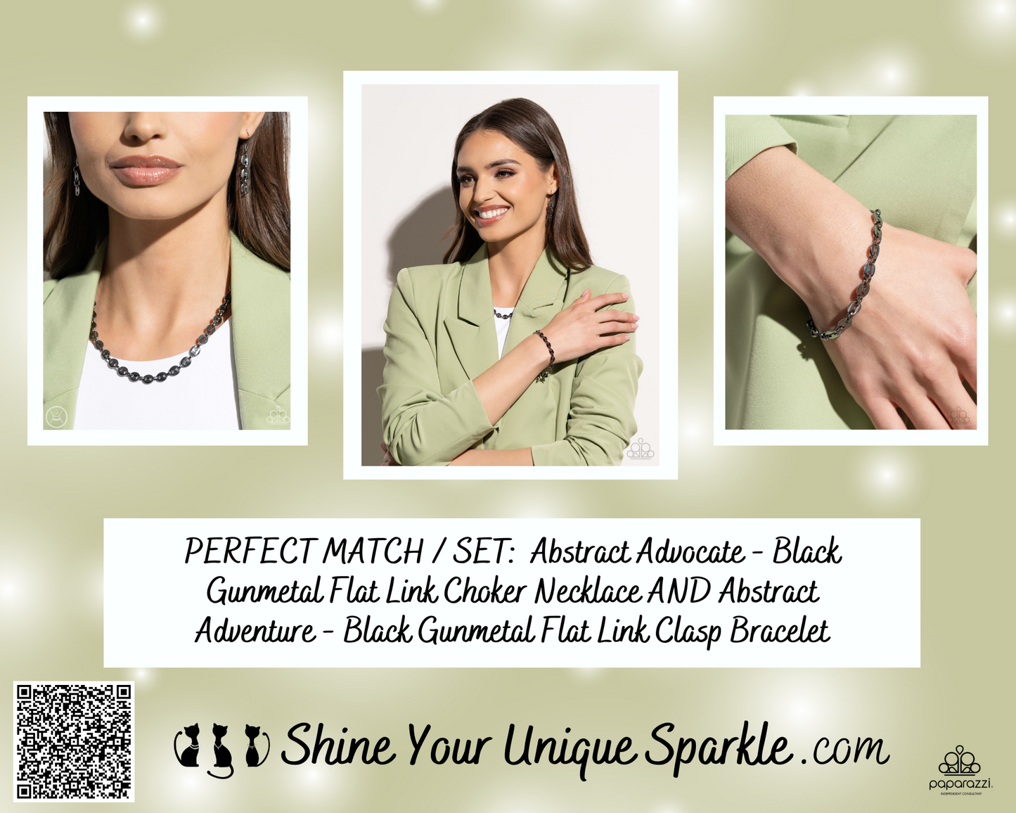 Abstract Adventure - Black Gunmetal Flat Link Clasp Bracelet