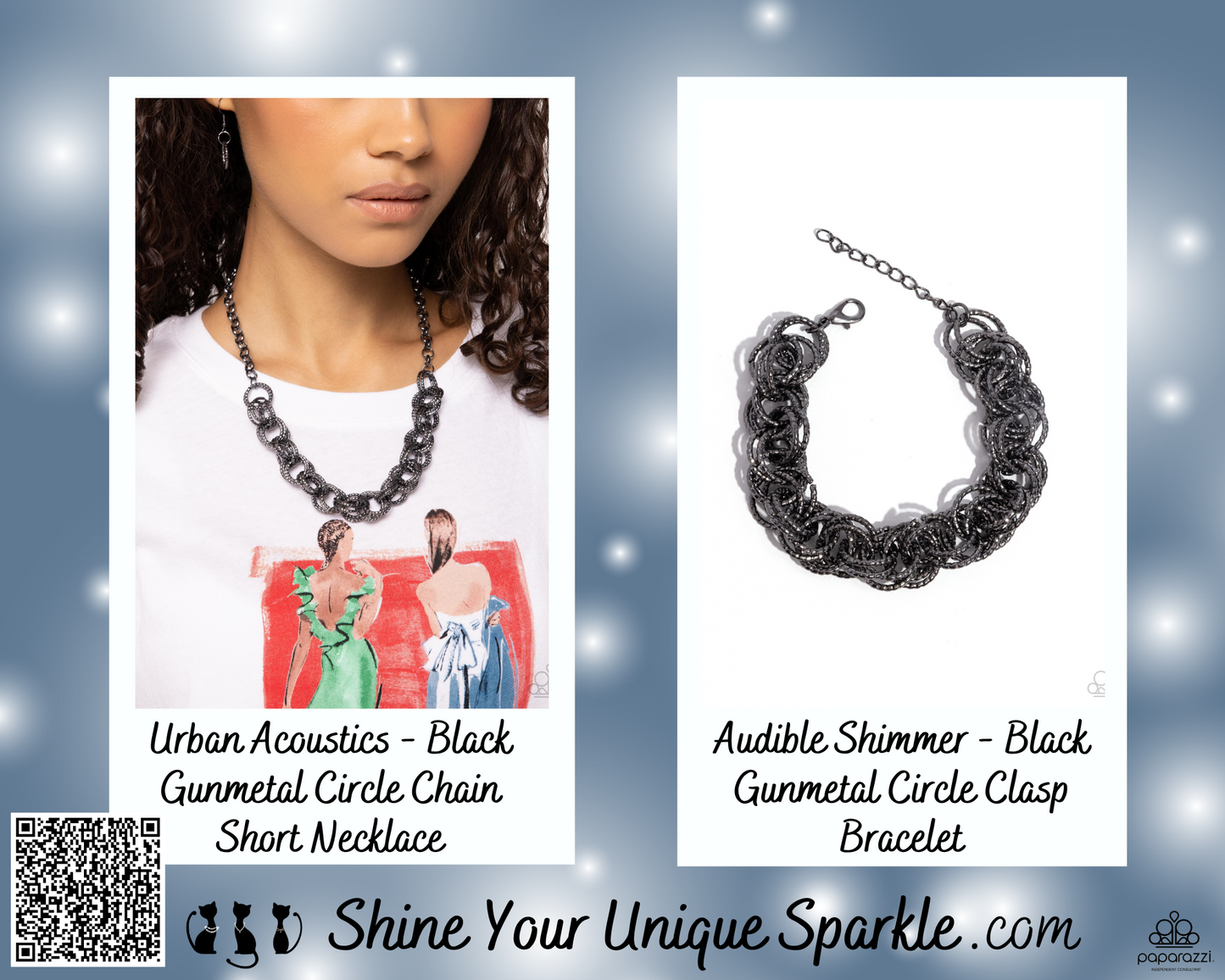 Audible Shimmer - Black Gunmetal Circle Clasp Bracelet