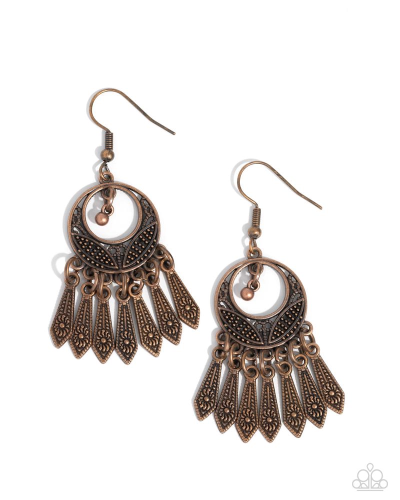 PRAIRIE For Me - Copper Whimsy Flower Frames Filigree Hoop Fishhook Earrings