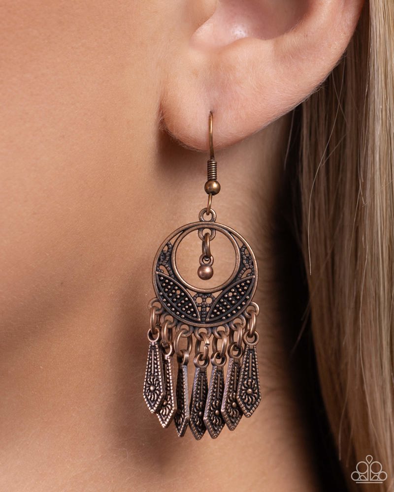 PRAIRIE For Me - Copper Whimsy Flower Frames Filigree Hoop Fishhook Earrings