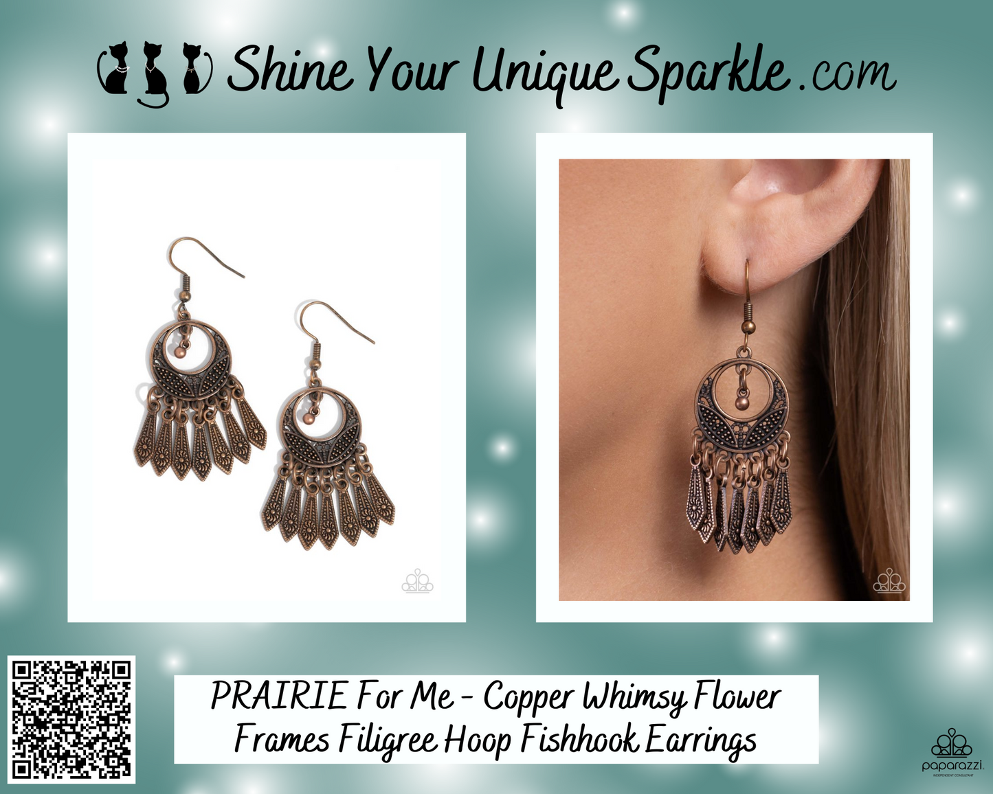 PRAIRIE For Me - Copper Whimsy Flower Frames Filigree Hoop Fishhook Earrings