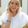 Pact of Petals - Pink Gem White Rhinestone Silver Floral Stretchy Bracelet - Summer Party Pack 2023 Exclusive