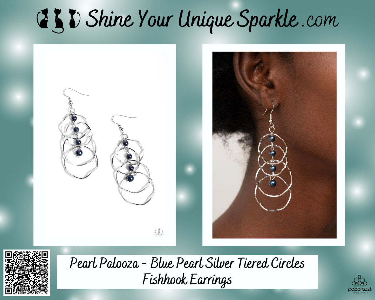 Pearl Palooza - Blue Pearl Silver Tiered Circles Fishhook Earrings