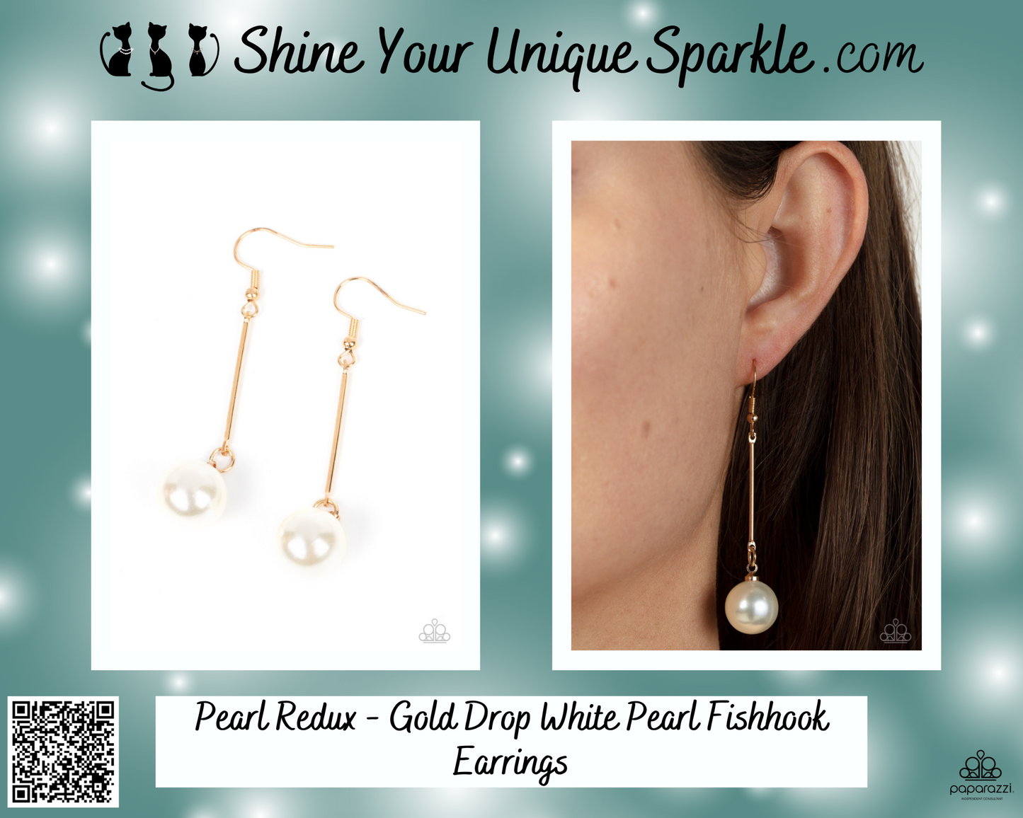 Pearl Redux - Gold Drop White Pearl Fishhook Earrings