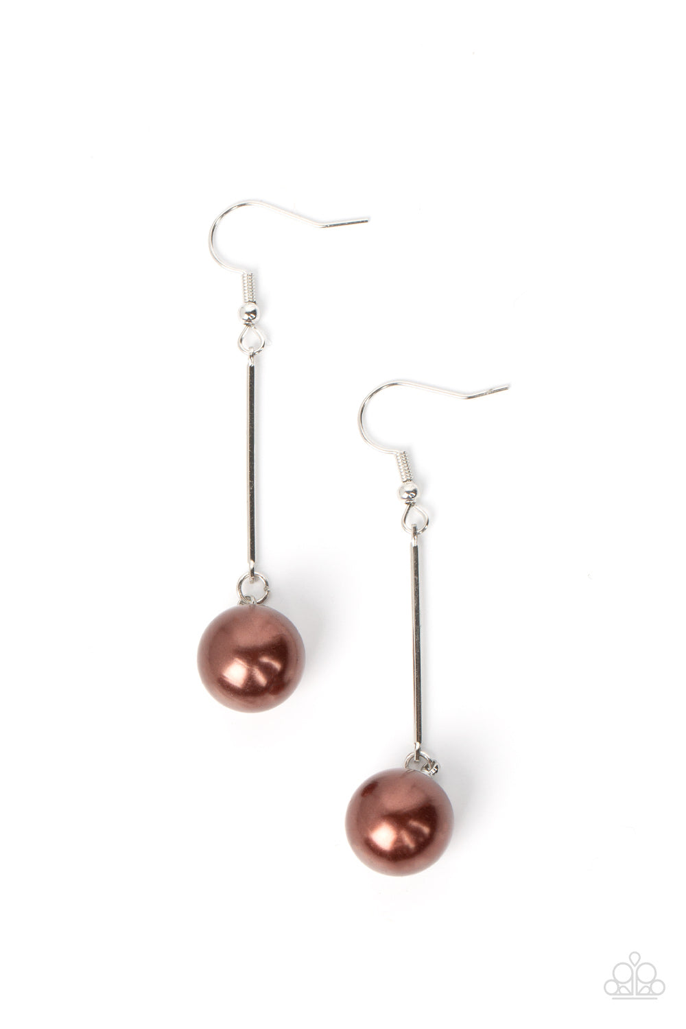 Pearl Redux - Brown Pearl Silver Drop Fishhook Earrings