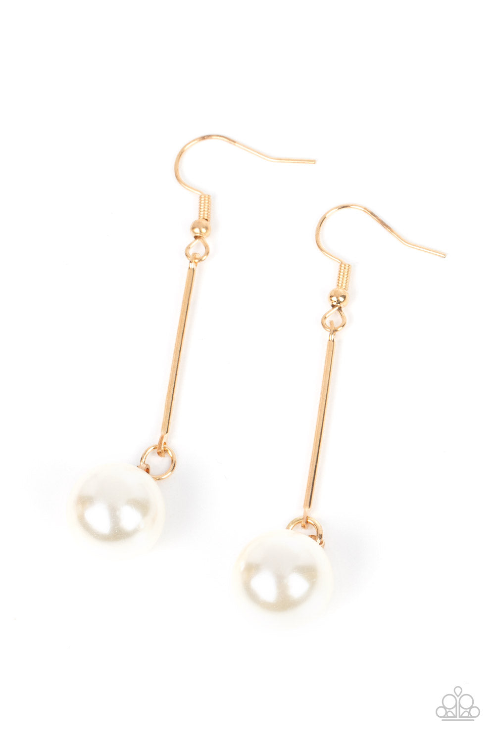 Pearl Redux - Gold Drop White Pearl Fishhook Earrings