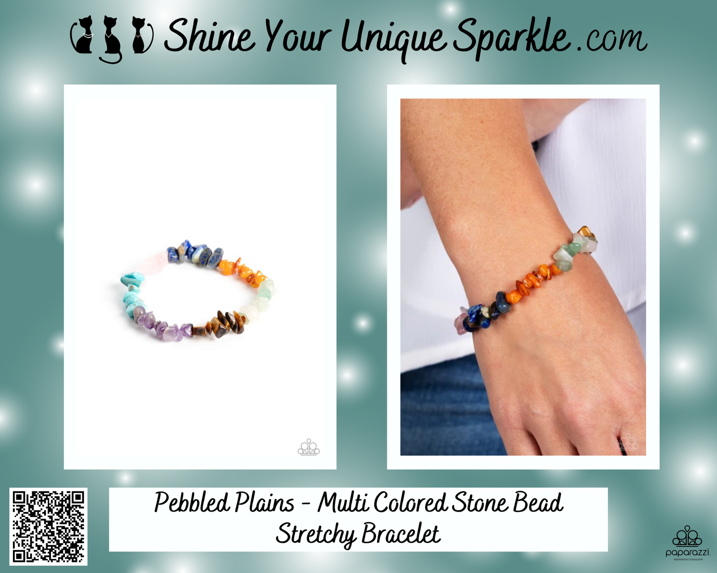 Pebbled Plains - Multi Colored Stone Bead Stretchy Bracelet