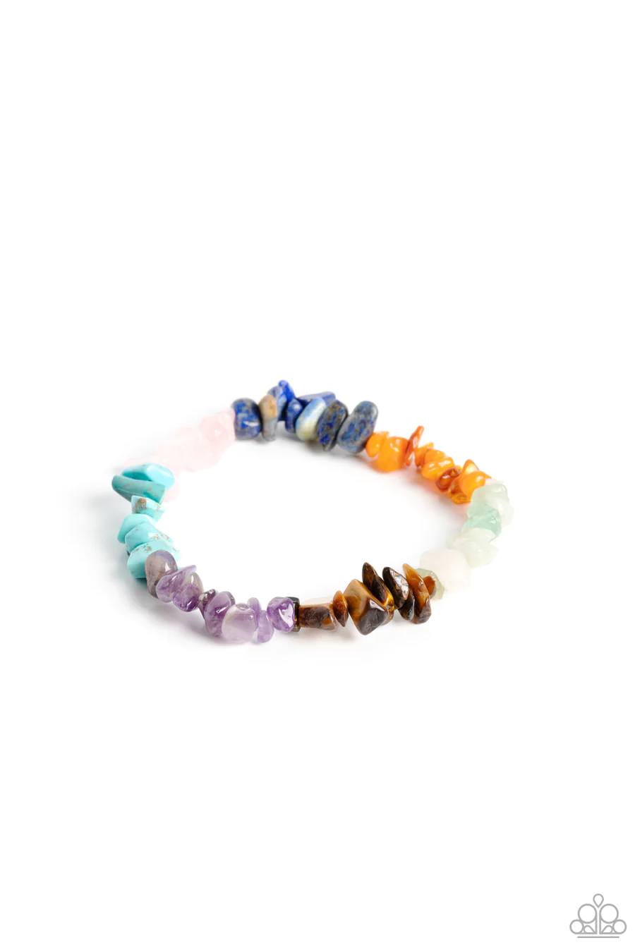 Pebbled Plains - Multi Colored Stone Bead Stretchy Bracelet